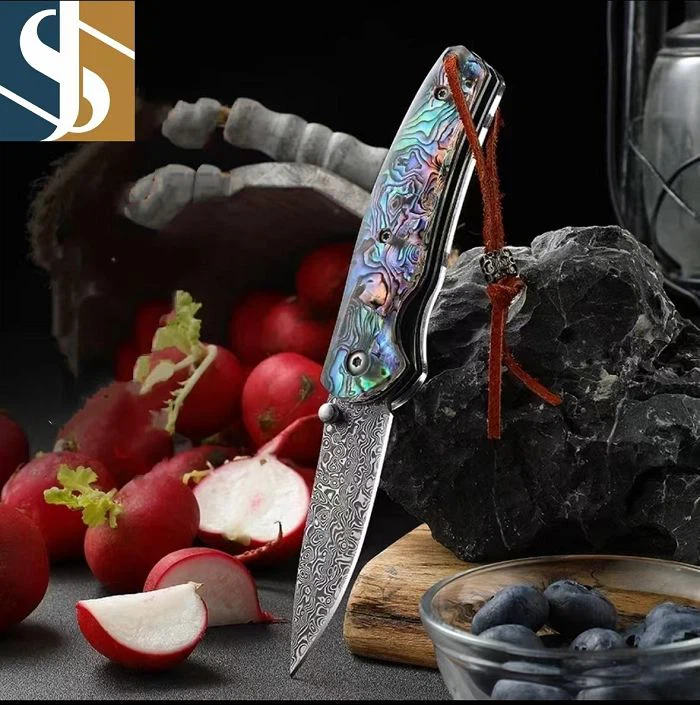 Džepni nož Damascus sa ručkom Abalone Shell